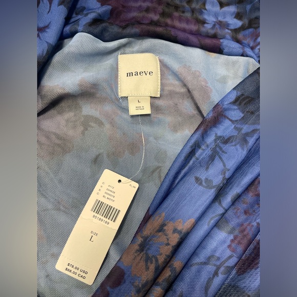 NWT Anthropologie Maeve Aleda Blue Floral Off-Shoulder Top Size L - Picture 4 of 6